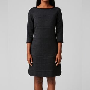 Max Studio Plaid Shift Dress Womens Size Small Black Gray Glen Check Work Office